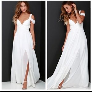 NWT Lulus oceans of elegance ivory maxi dress